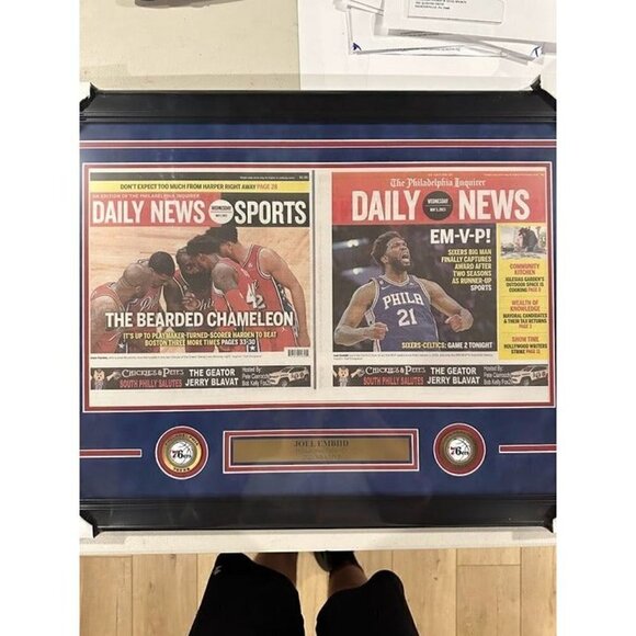 Joel Embiid Philadelphia Inquirer Most Valuable Player Cover Framed 76ers - Picture 2 of 4